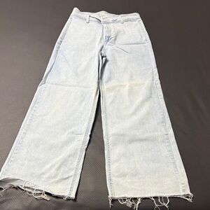 Light Blue Wide-Leg Women  stretch Jeans high waist